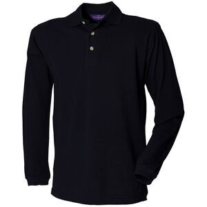 Henbury Mens Pique Long-Sleeved Polo Shirt / Navy